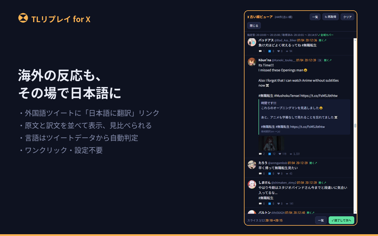 外国語ツイートの翻訳